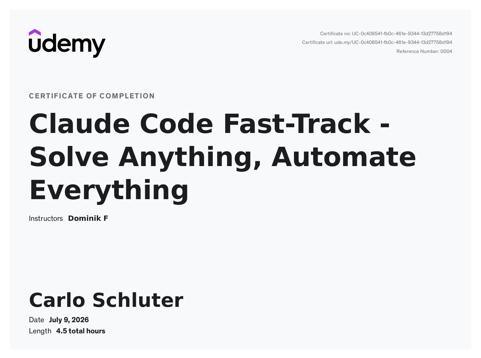 Claude Code Fast-Track certificate
